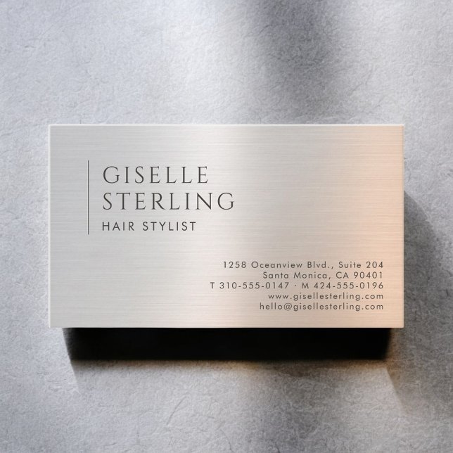 Hair Stylist Brushed Metal Business Card (Creator Uploaded)