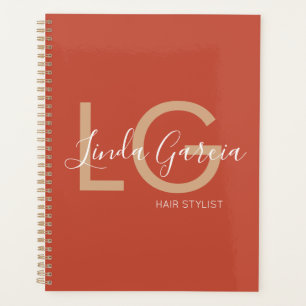  Hair Stylist Burnt Orange Beige Monogrammed      Planner