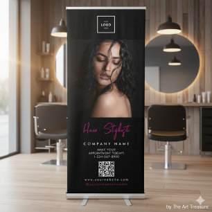 Hair Stylist Business Black Retractable Banner