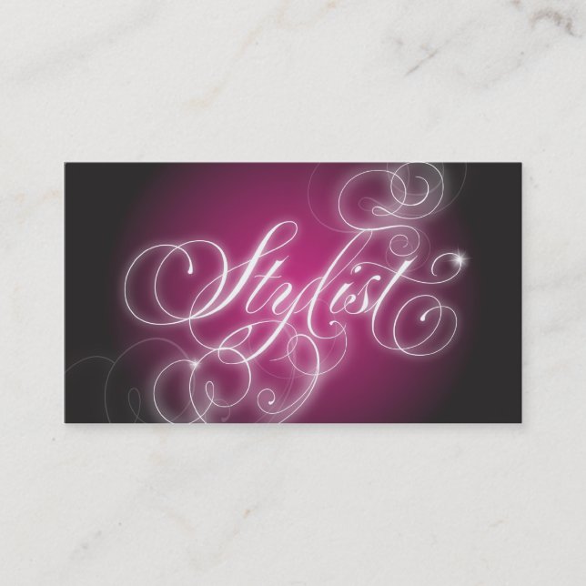 Hair Stylist Business Card Elegant Flourish Glow (Front)