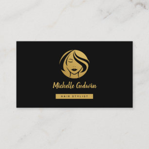 Hair Stylist business card. Gold on Black Card