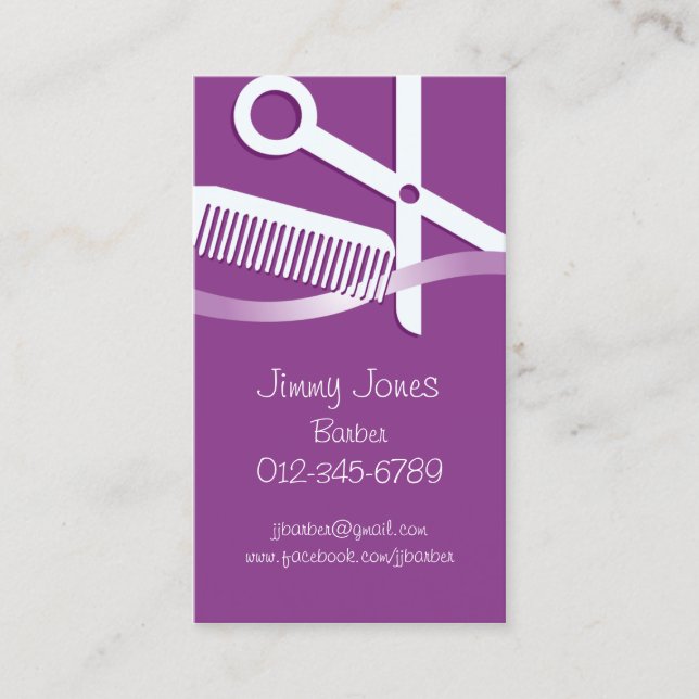 Hair Stylist Business Card Scissors And Comb (Front)