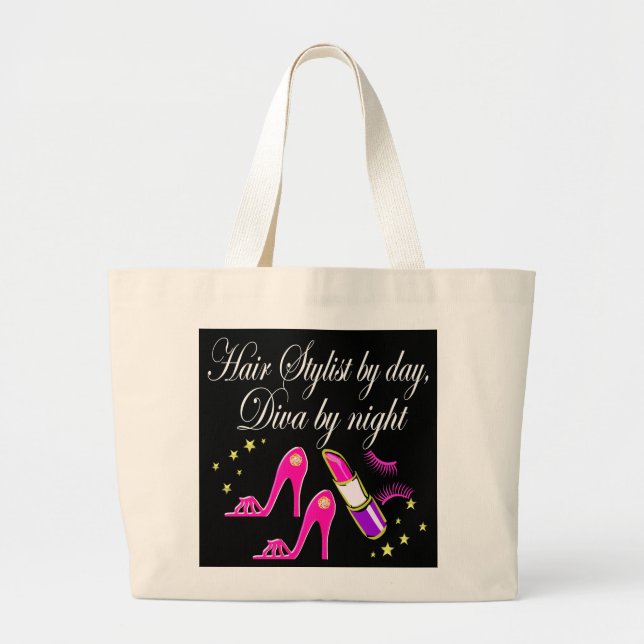 HAIR STYLIST BY DAY, DIVA BY NIGHT TOTE BAG (Front)