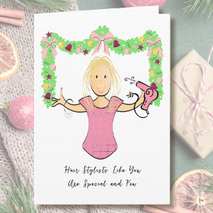 Hair Stylist Cartoon Funny Thank You from Customer Card
