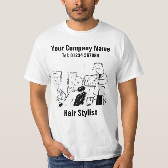 Hair Stylist Cartoon to Personalise T-Shirt (Front)