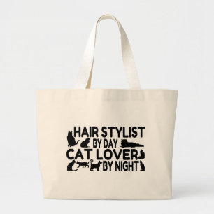 Hair Stylist Cat Lover Large Tote Bag