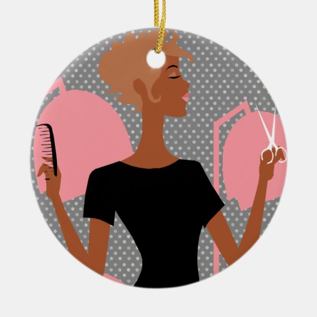 Hair Stylist Ceramic Christmas Ornaments (Front)
