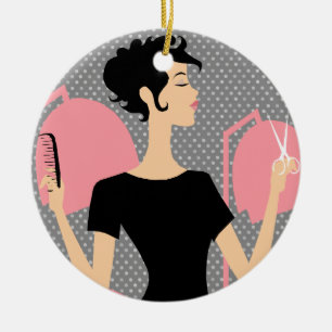 Hair Stylist Ceramic Christmas Ornaments