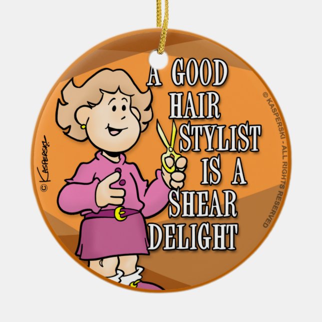 Hair Stylist Ceramic Tree Decoration (Front)