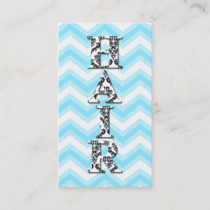 Hair Stylist Chevron Blue Damask Business Card