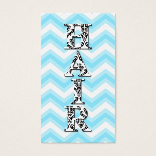 Hair Stylist Chevron Blue Damask Business Card