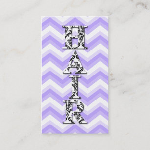 Hair Stylist Chevron Purple Damask Business Card