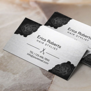 Hair Stylist Chic Black Floral Silver Appointment