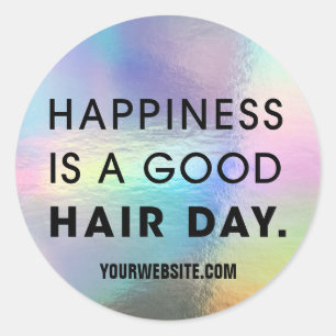 Hair Stylist Chic Modern Typography Colourful Foil Classic Round Sticker