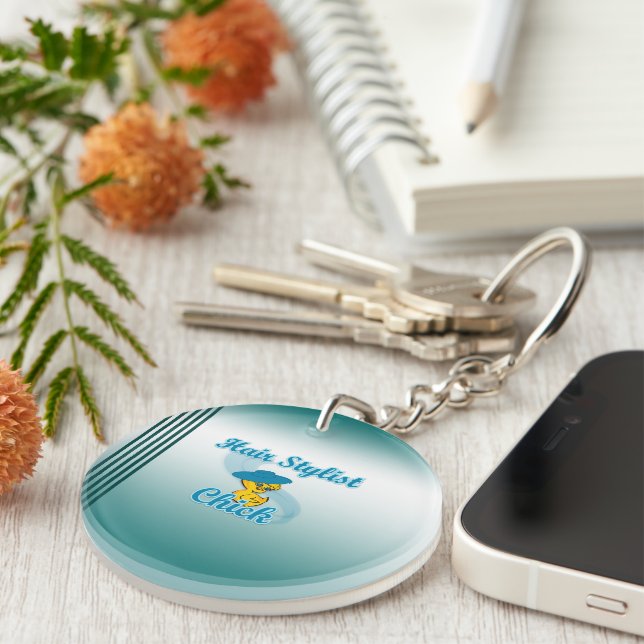 Hair Stylist Chick #3 Key Ring (Front Right)