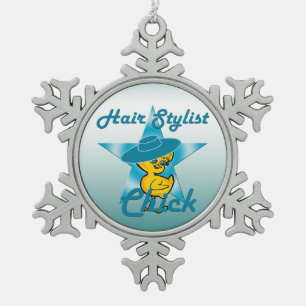 Hair Stylist Chick #7 Snowflake Pewter Christmas Ornament
