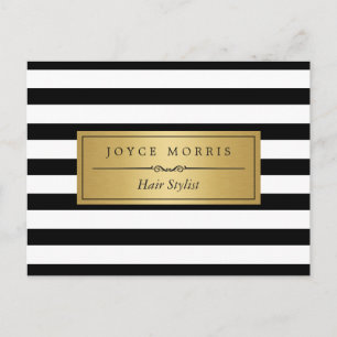 Hair Stylist - Classic Black White Stripes Postcard
