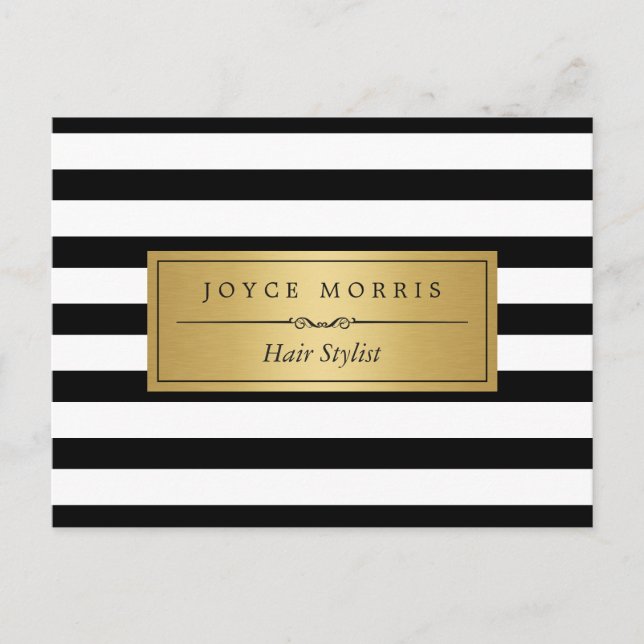 Hair Stylist - Classic Black White Stripes Postcard (Front)