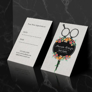 Hair Stylist Classy Scissor & Flowers Appointment Card