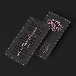 Hair Stylist Colourist Beauty Salon Pink Black Business Card