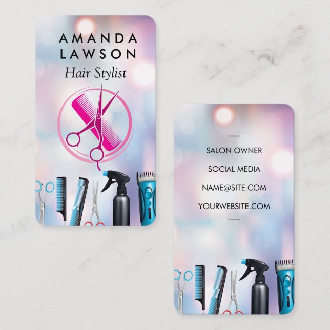 Hair Stylist Comb Scissors Logo | Beauty Business Card (Front/Back)