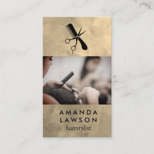 Hair Stylist   Comb Scissors Logo Business Card