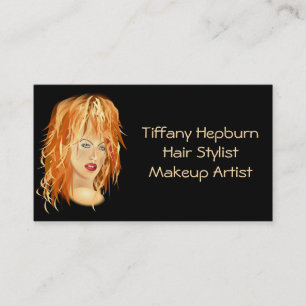 Hair Stylist Cosmetologist Elegant Red Head Business Card