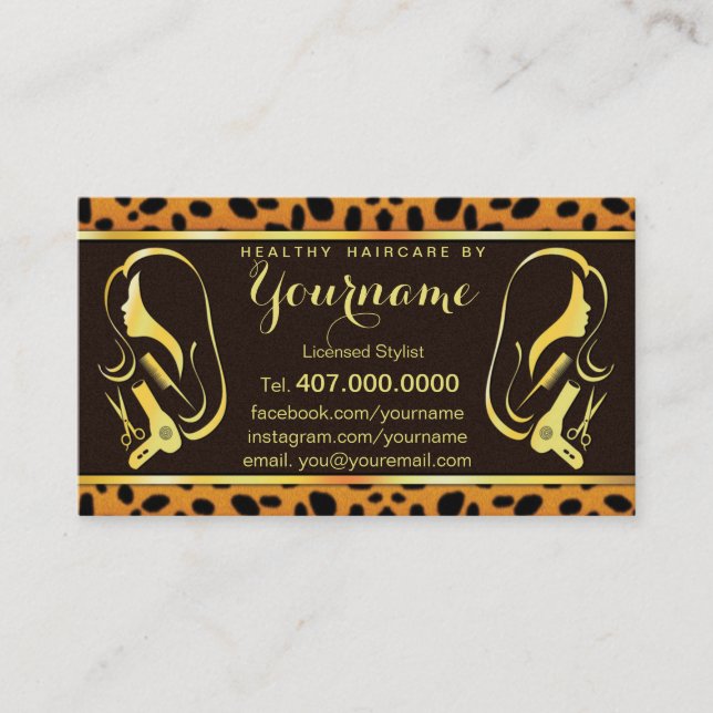 Hair Stylist Cosmetologist Salon Business Card (Front)