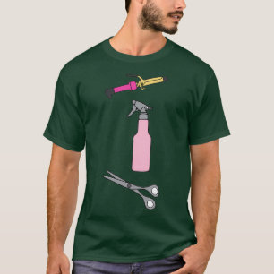 Hair Stylist Curling Iron Spray Bottle Shears Scis T-Shirt