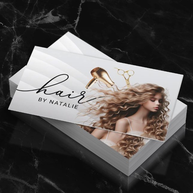 Hair Stylist Curly Hair Care Beauty Salon Business Card (Creator Uploaded)