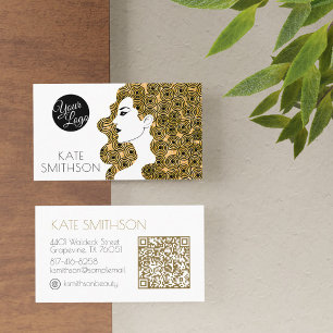   Hair Stylist Custom Logo, QR Code & Social Media Business Card