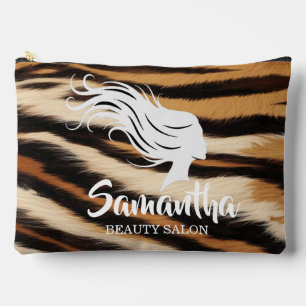 Hair Stylist Custom Name Tiger Print Salon Bag