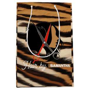 Hair Stylist Custom Name Tiger Print Salon Bag