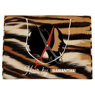 Hair Stylist Custom Name Tiger Print Salon Bag