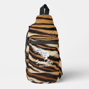 Hair Stylist Custom Name Tiger Print Salon Bag