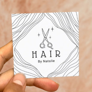 Hair Stylist Cute Hand Drawn Scissor Beauty Salon Square Business Card