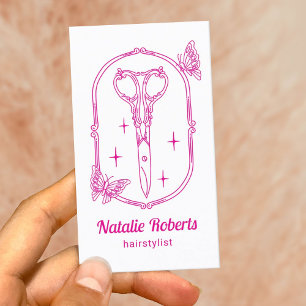 Hair Stylist Cute Scissor & Butterfly Beauty Salon Business Card