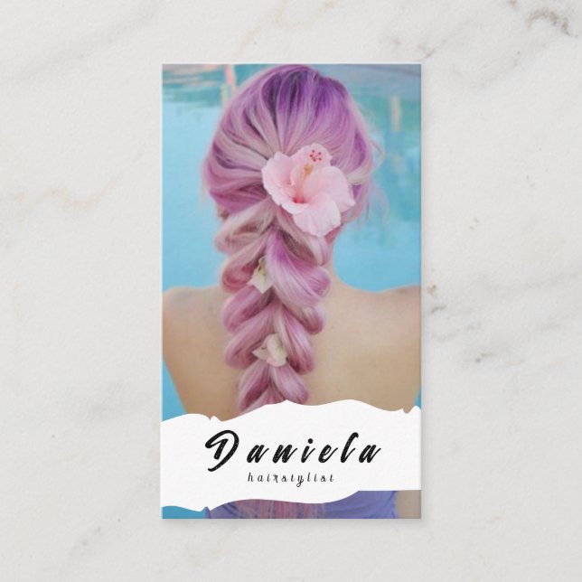 Hair Stylist Cute Scissor Minimalist Blush Pink Business Card (Front)