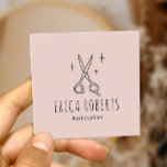 Hair Stylist Cute Scissor Minimalist Blush Pink Square Business Card<br><div class="desc">Hair Stylist Minimalist Scissor Drawing Beauty Salon Blush Pink Business Cards.</div>