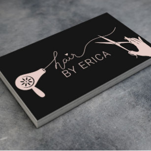 Hair Stylist Cute Typography Black & Blush Pink Business Card