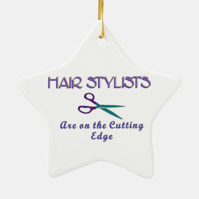 Hair Stylist Cutting Edge Ceramic Tree Decoration (Back)