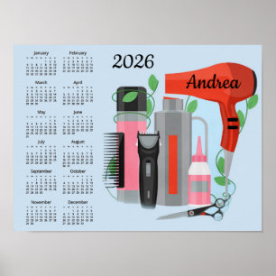 Hair Stylist Design 2026 Calendar Poster