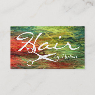 Hair Stylist Elegant Colourful Modern Wood Look #3 Business Card
