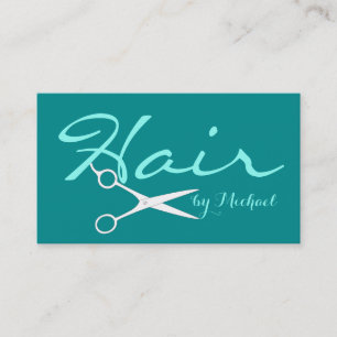 Hair Stylist Elegant Dark Cyan Background Business Card