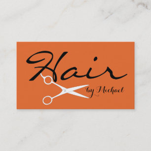 Hair Stylist Elegant Deep Carrot Orange Background Business Card