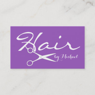 Hair Stylist Elegant Deep Lilac Background Business Card
