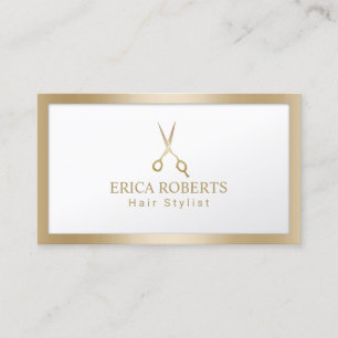 Hair Stylist Elegant Gold Foil Scissor Business Card