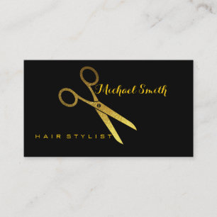 Hair Stylist Elegant Gold Scissors Salon #4 Business Card