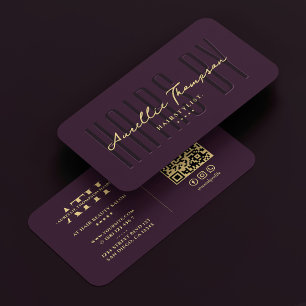 Hair Stylist Elegant Hairstylist Luxury Purple  Business Card