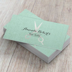 Hair Stylist Elegant Linen Background Business Card